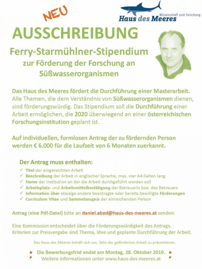 Ausschreibung Ferry-Starmühlner-Stipendium 2020