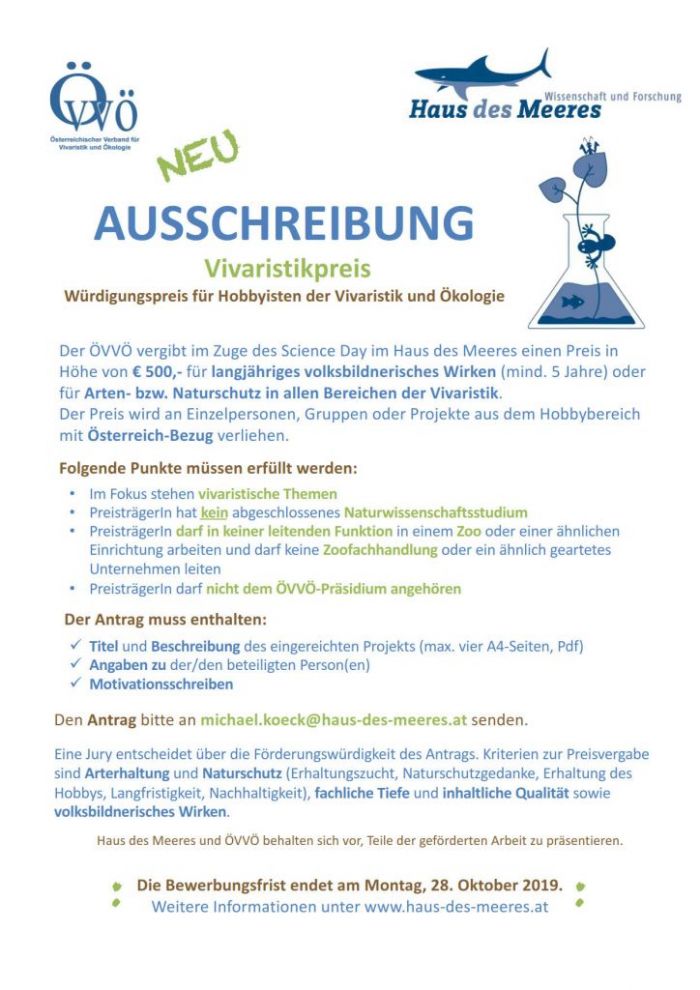 Aussschreibung Viviaristikpreis 2020